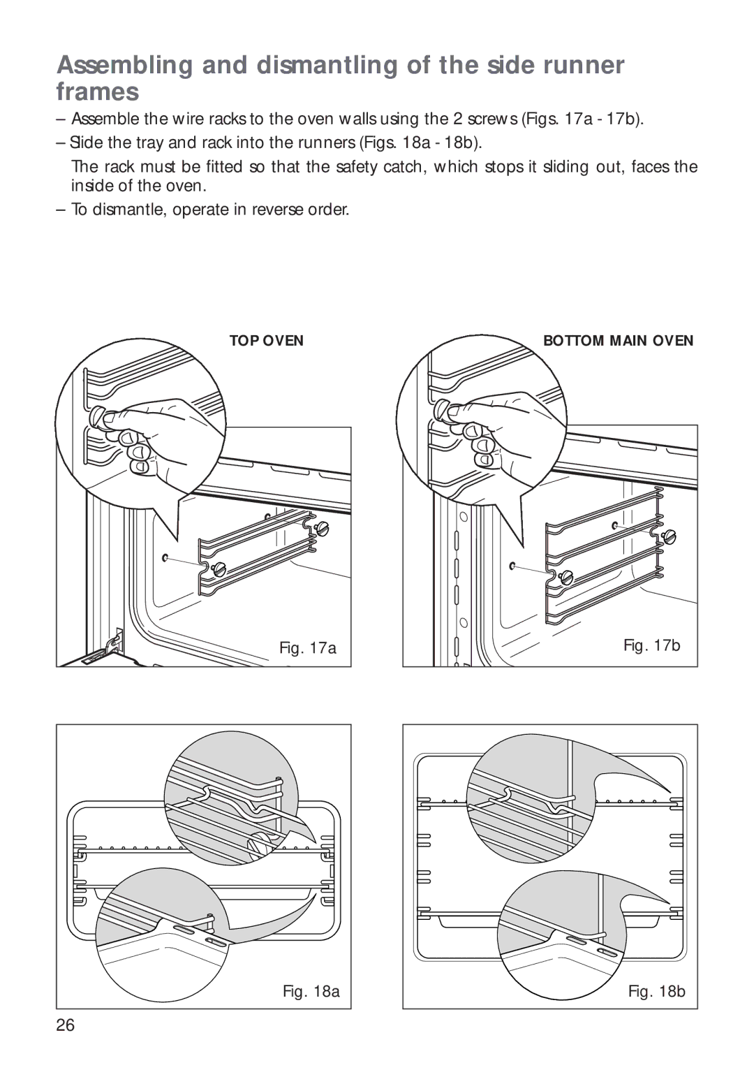 CDA RV 700 installation instructions Assembling and dismantling of the side runner frames 