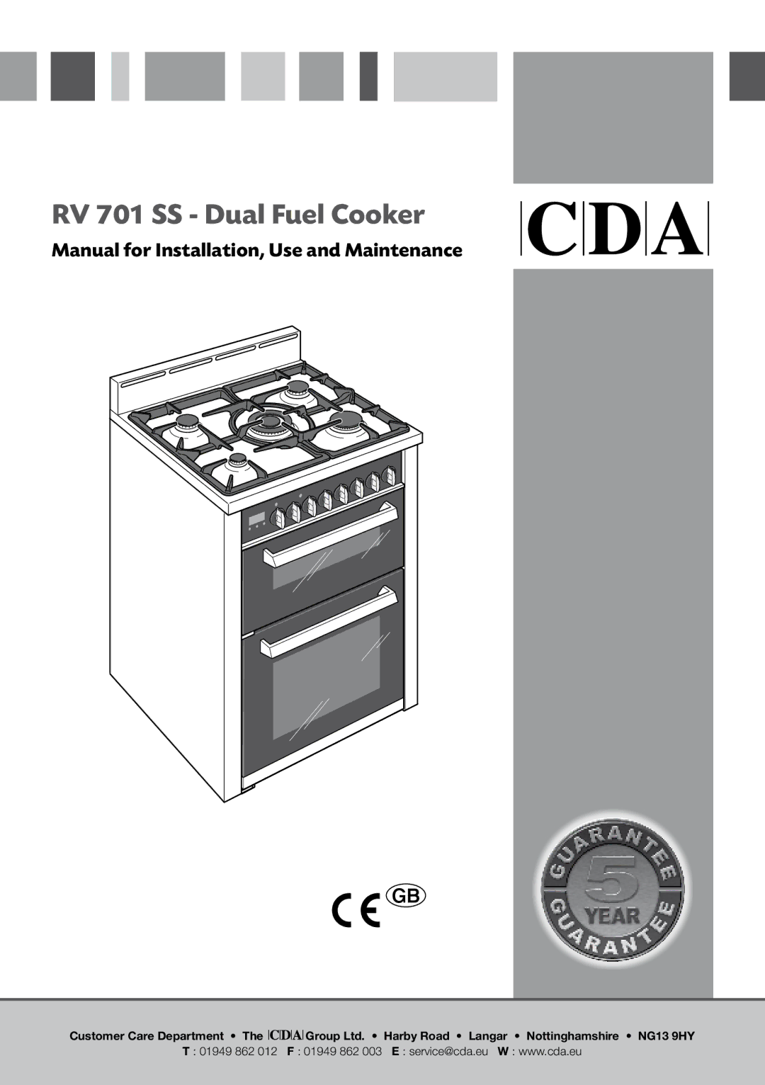 CDA manual RV 701 SS Dual Fuel Cooker 