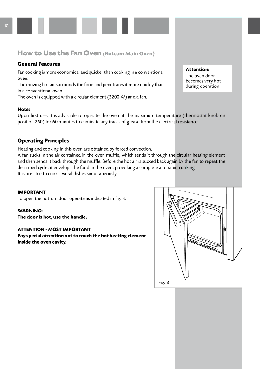 CDA RV 701 SS manual How to Use the Fan Oven Bottom Main Oven, General Features, Operating Principles 