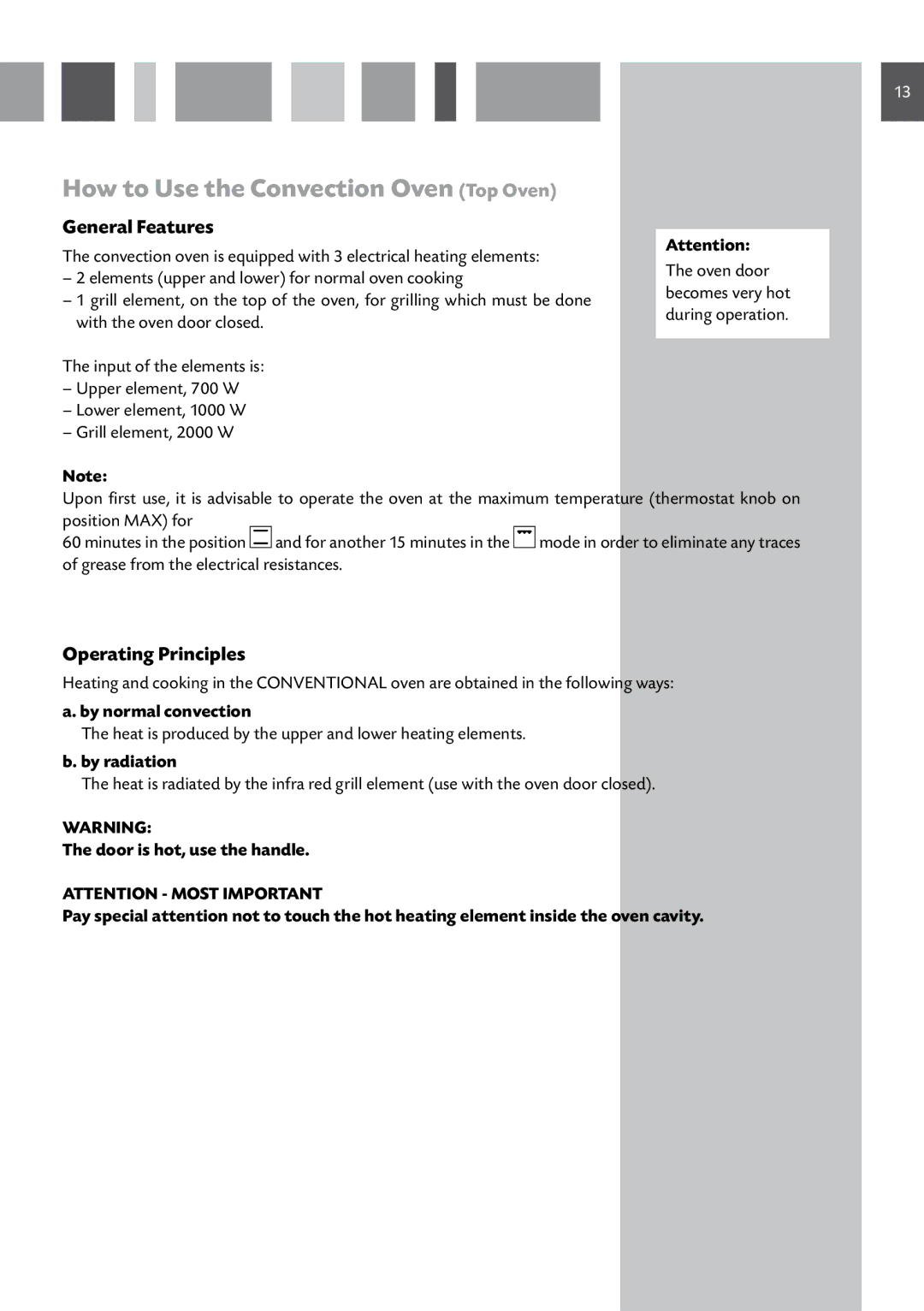 CDA RV 701 SS manual How to Use the Convection Oven Top Oven, By normal convection, By radiation 