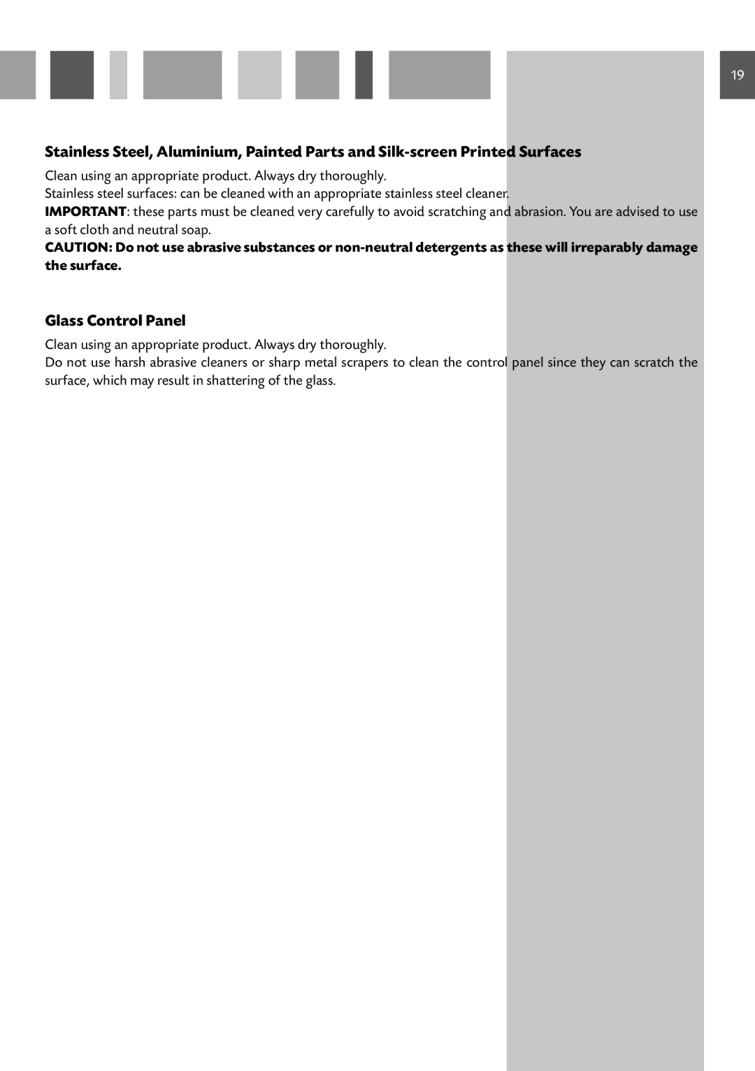 CDA RV 701 SS manual Glass Control Panel 