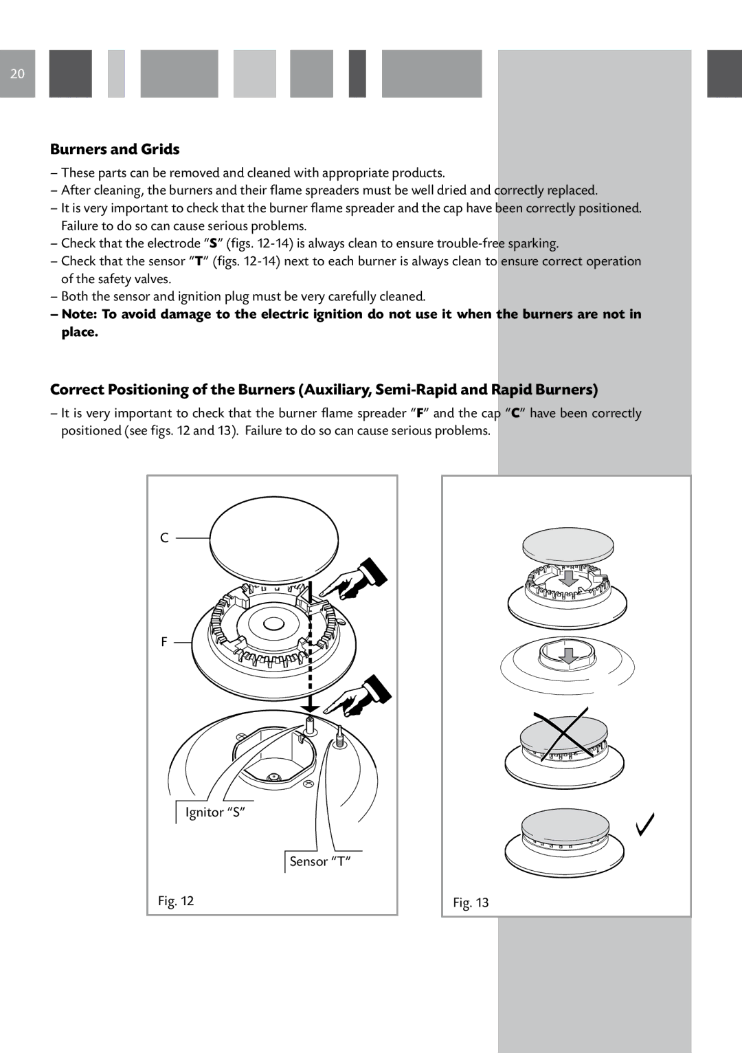 CDA RV 701 SS manual Burners and Grids 