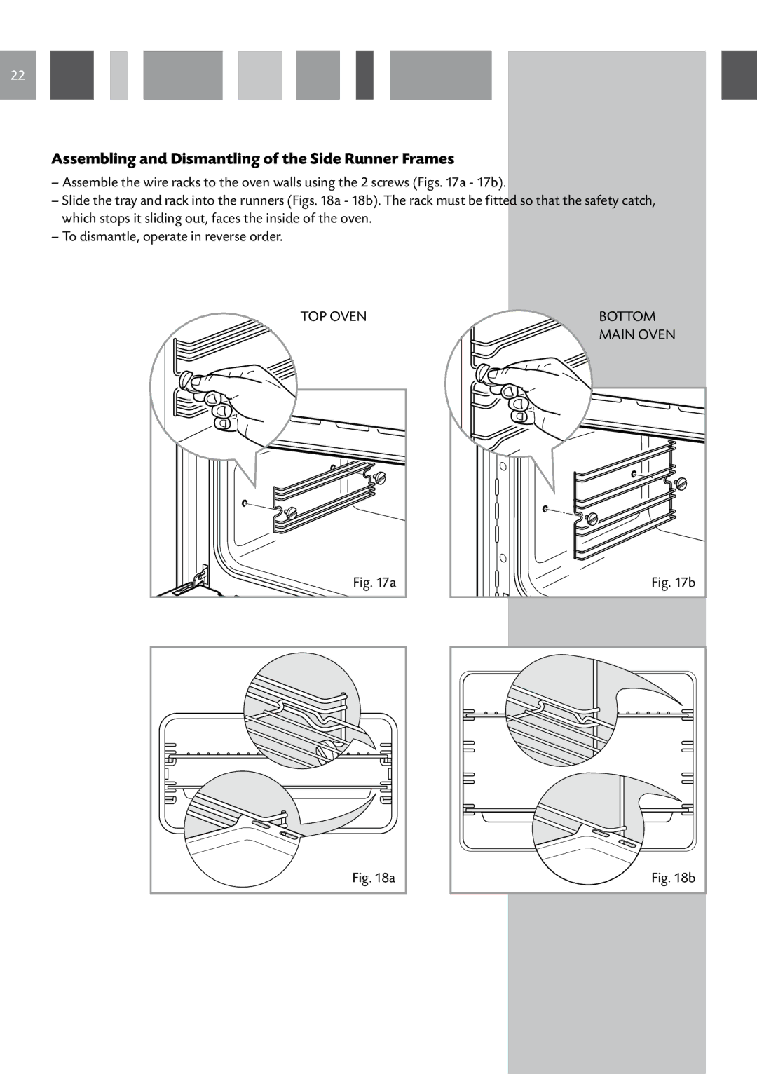 CDA RV 701 SS manual Assembling and Dismantling of the Side Runner Frames 