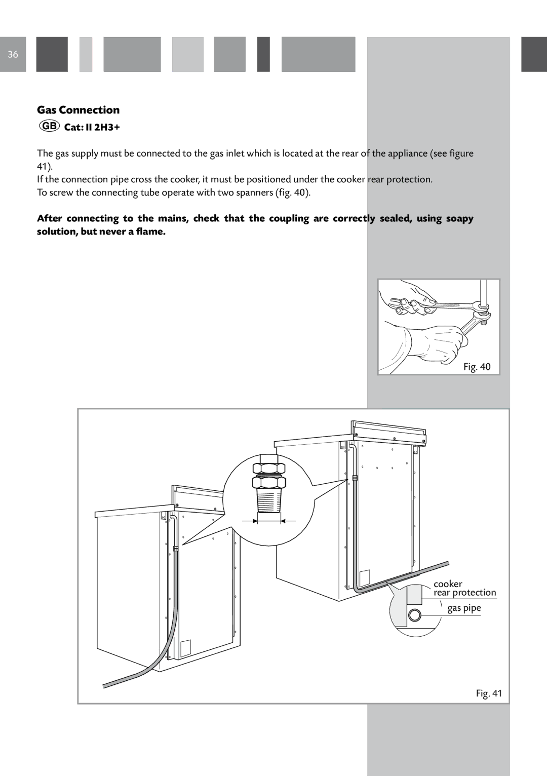 CDA RV 701 SS manual Gas Connection, Cat II 2H3+ 