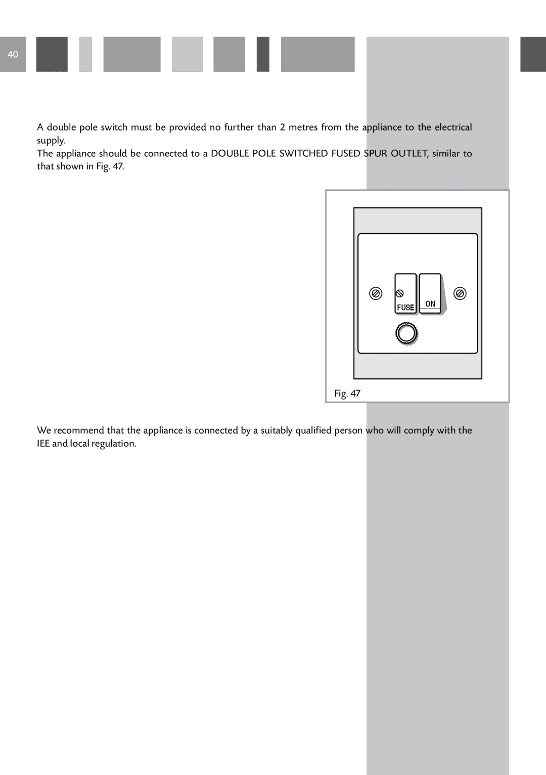 CDA RV 701 SS manual Connection to Fixed Wiring 