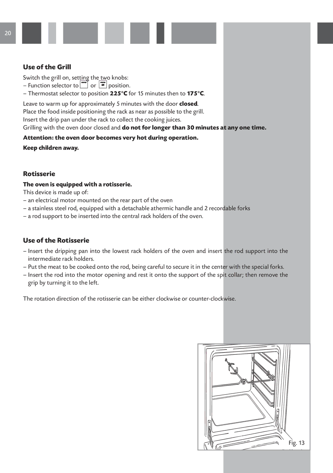 CDA RV 901, RV 1001 manual Use of the Rotisserie, Oven is equipped with a rotisserie 