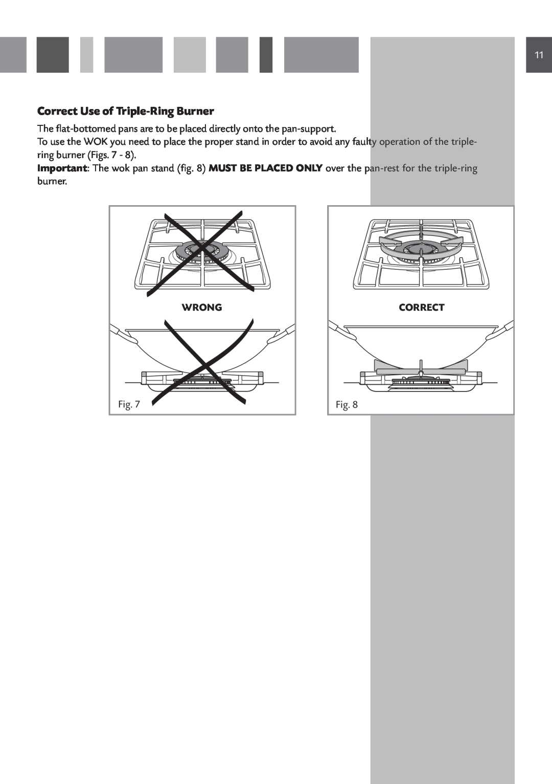 CDA RV 1001, RV 901 manual Correct Use of Triple-Ring Burner, Wrong 