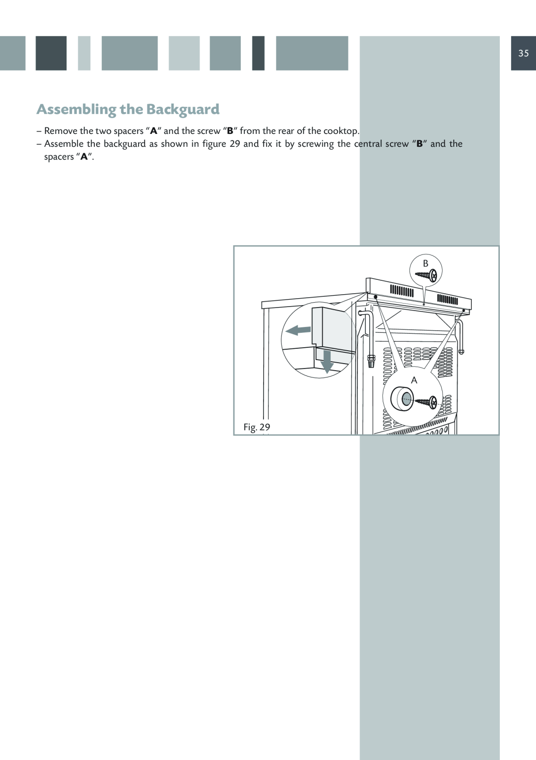 CDA RV 1001, RV 901 manual Assembling the Backguard 