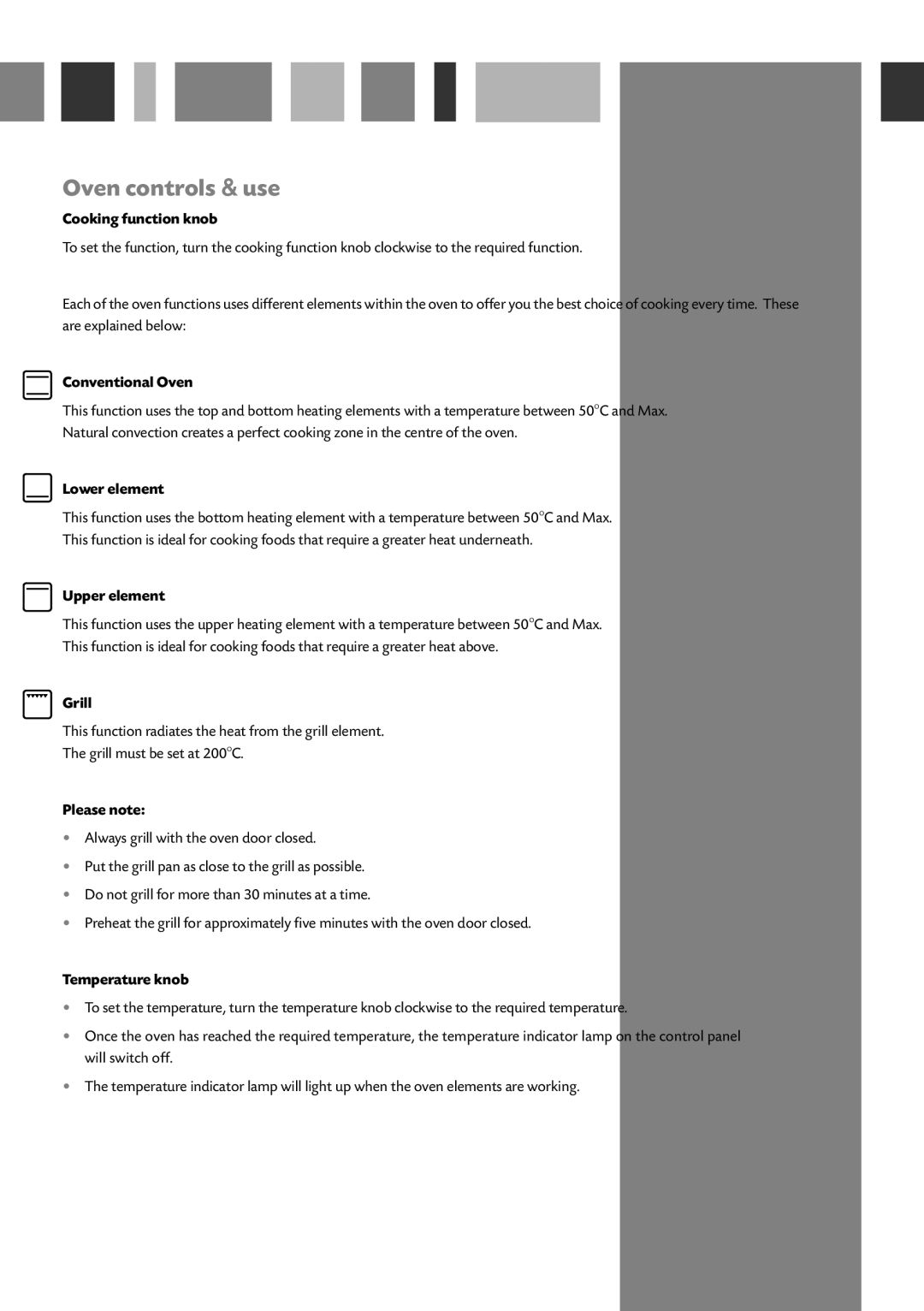 CDA SA116 manual Oven controls & use 