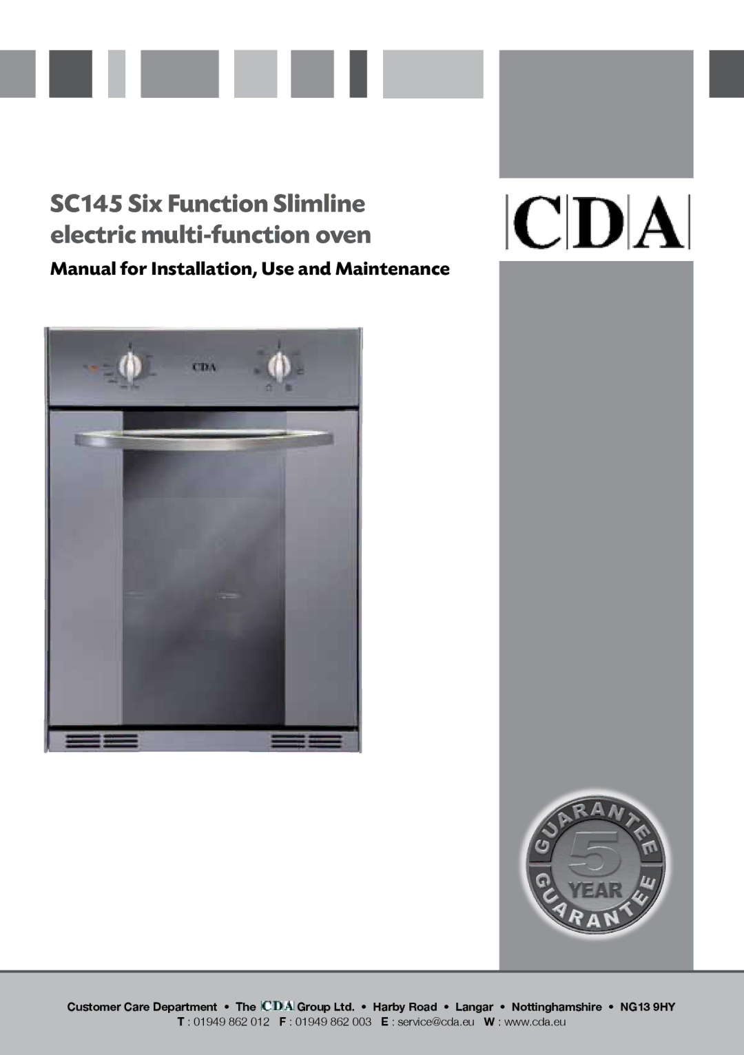 CDA manual SC145 Six Function Slimline electric multi-function oven 