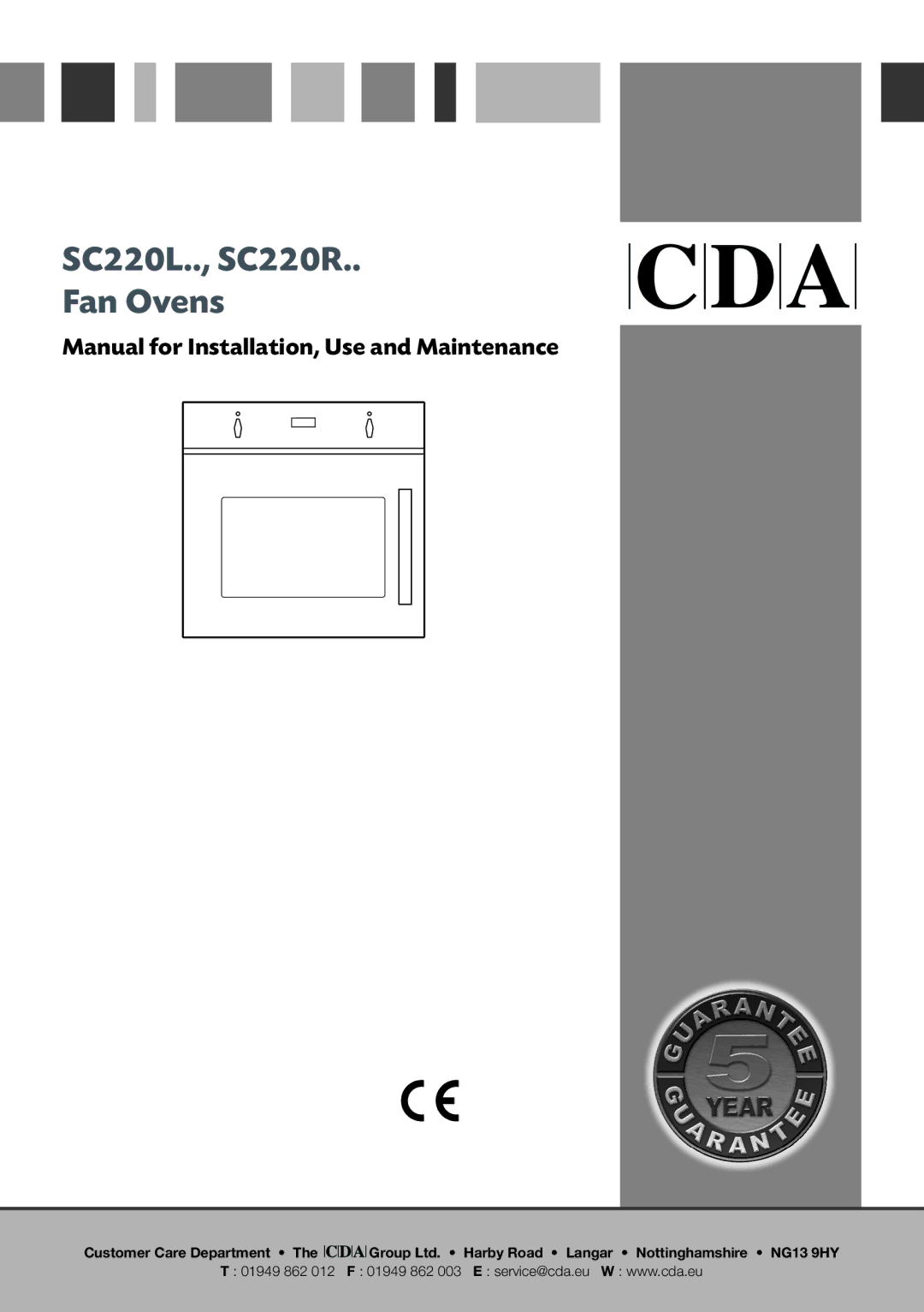 CDA manual SC220L.., SC220R Fan Ovens 