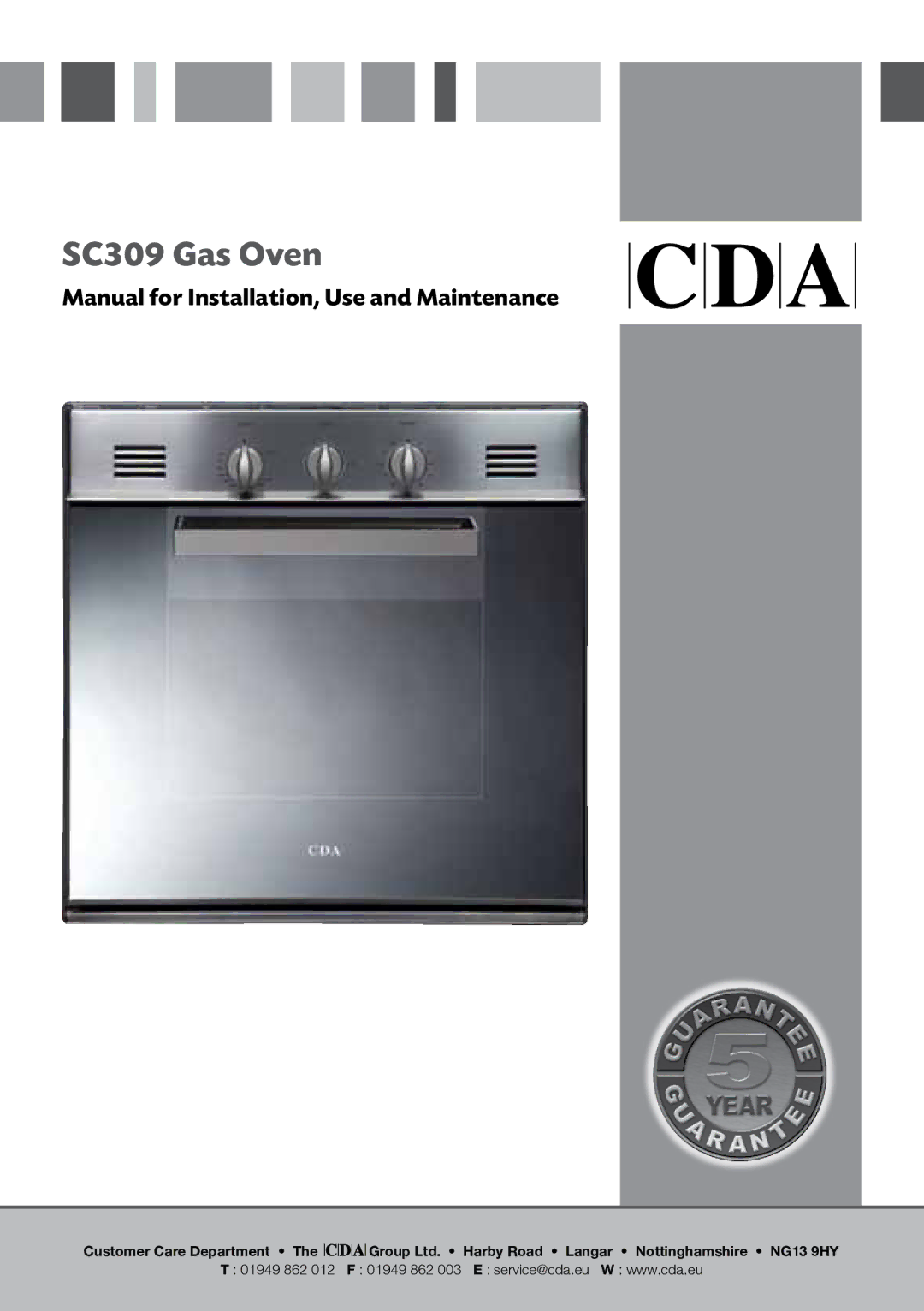 CDA manual SC309 Gas Oven 