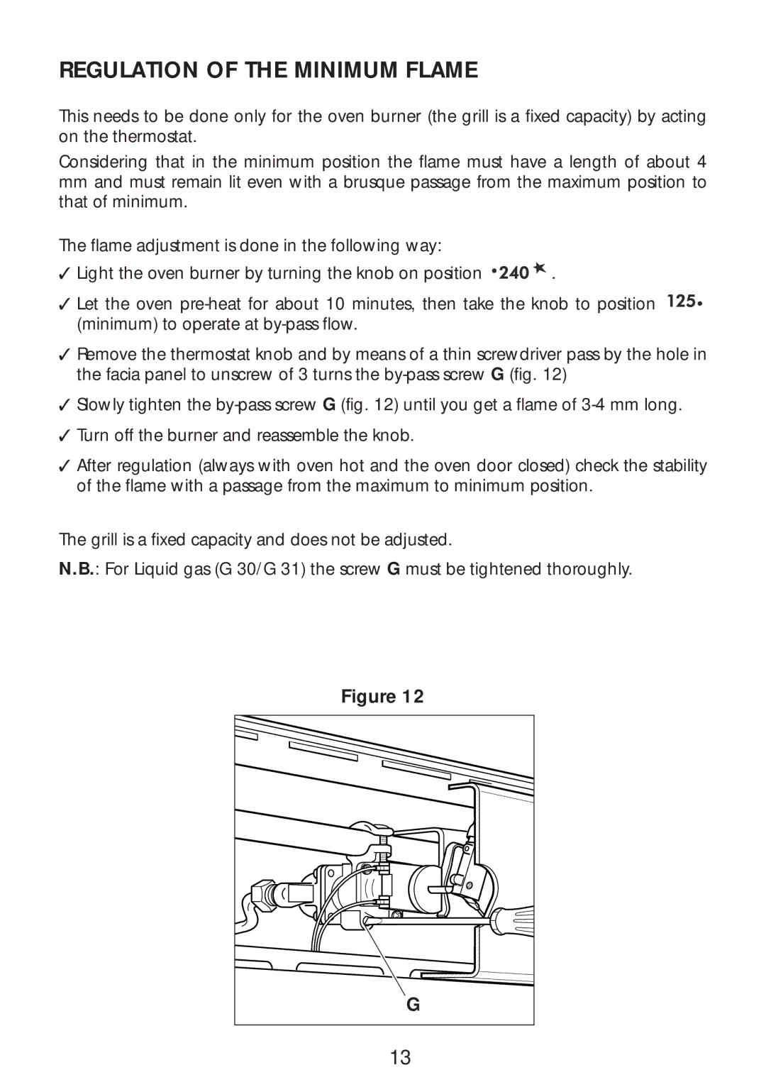 CDA SC309 manual Regulation of the Minimum Flame 