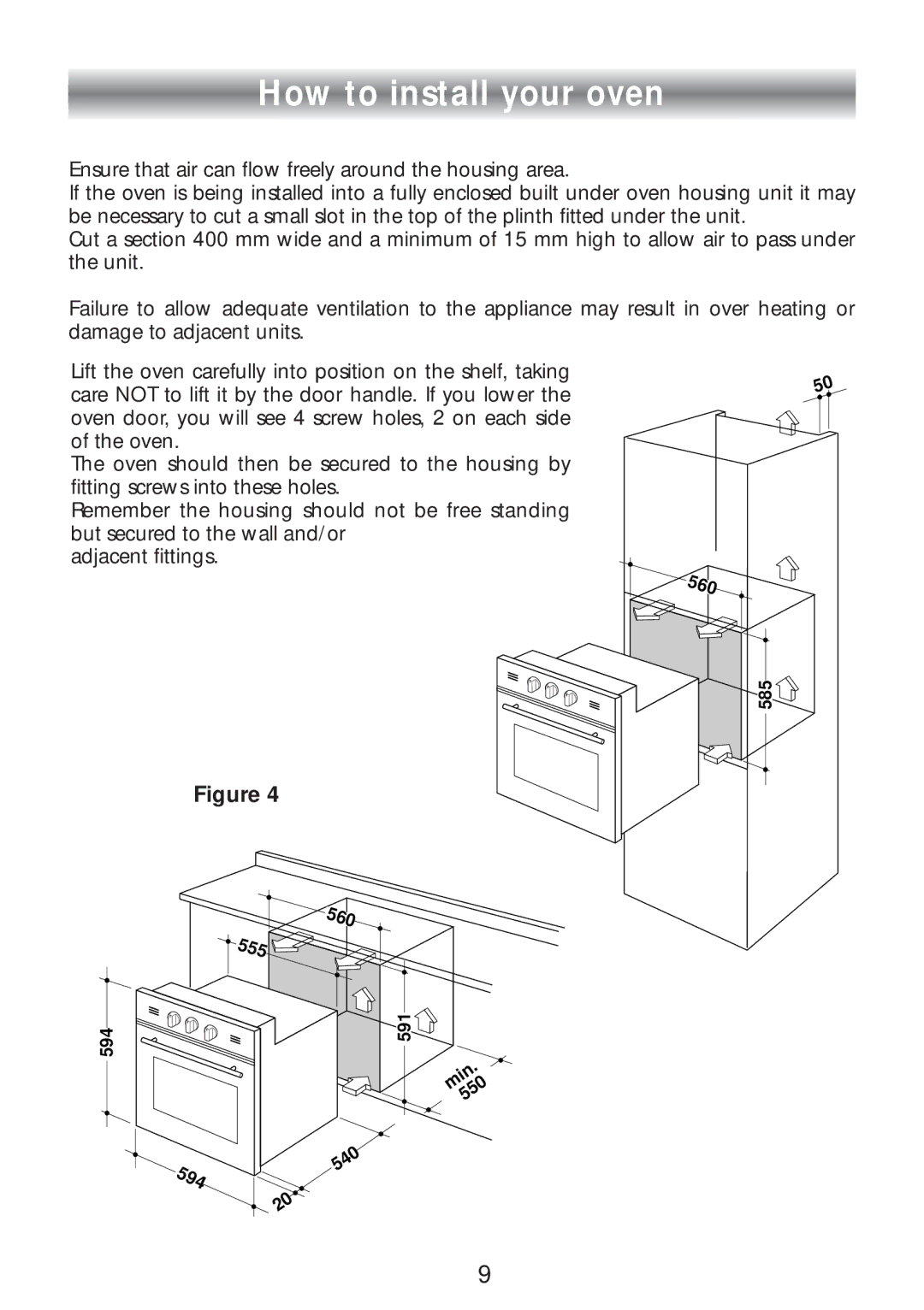 CDA SC309 manual How to install your oven 