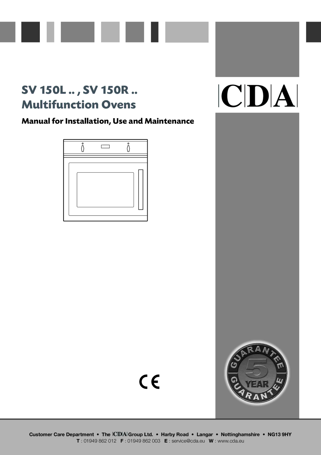 CDA manual SV 150L .. , SV 150R Multifunction Ovens 