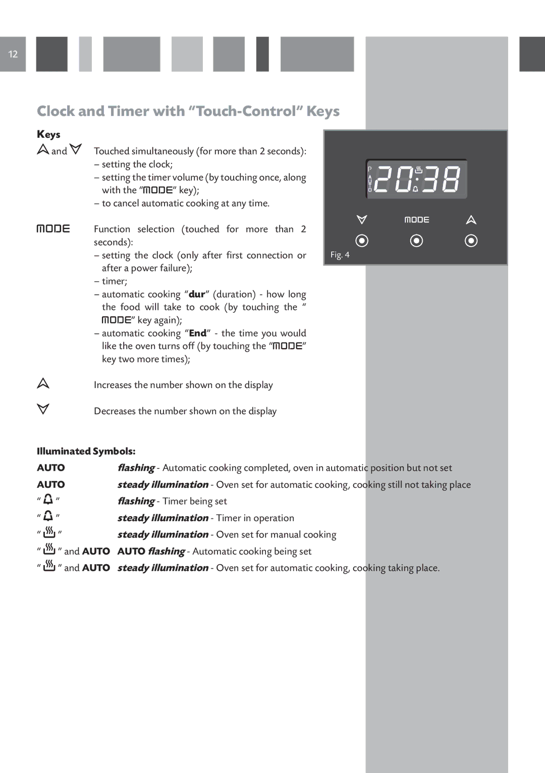 CDA SV 150R, SV 150L manual Clock and Timer with Touch-Control Keys, Illuminated Symbols 