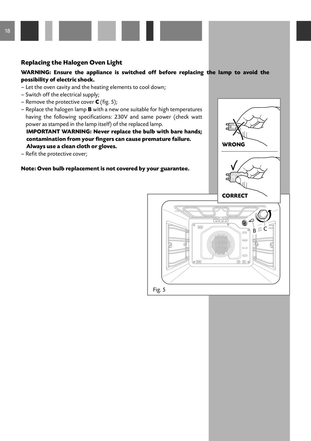 CDA SV 150R, SV 150L manual Replacing the Halogen Oven Light 