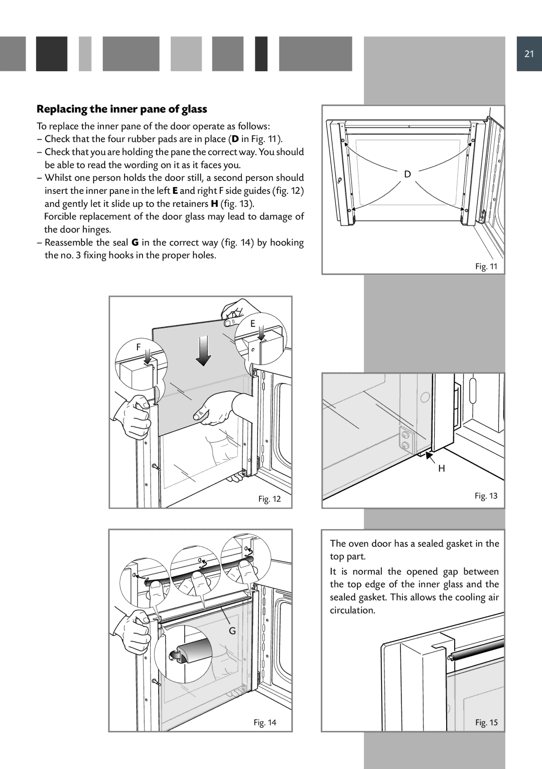 CDA SV 150L, SV 150R manual Replacing the inner pane of glass 