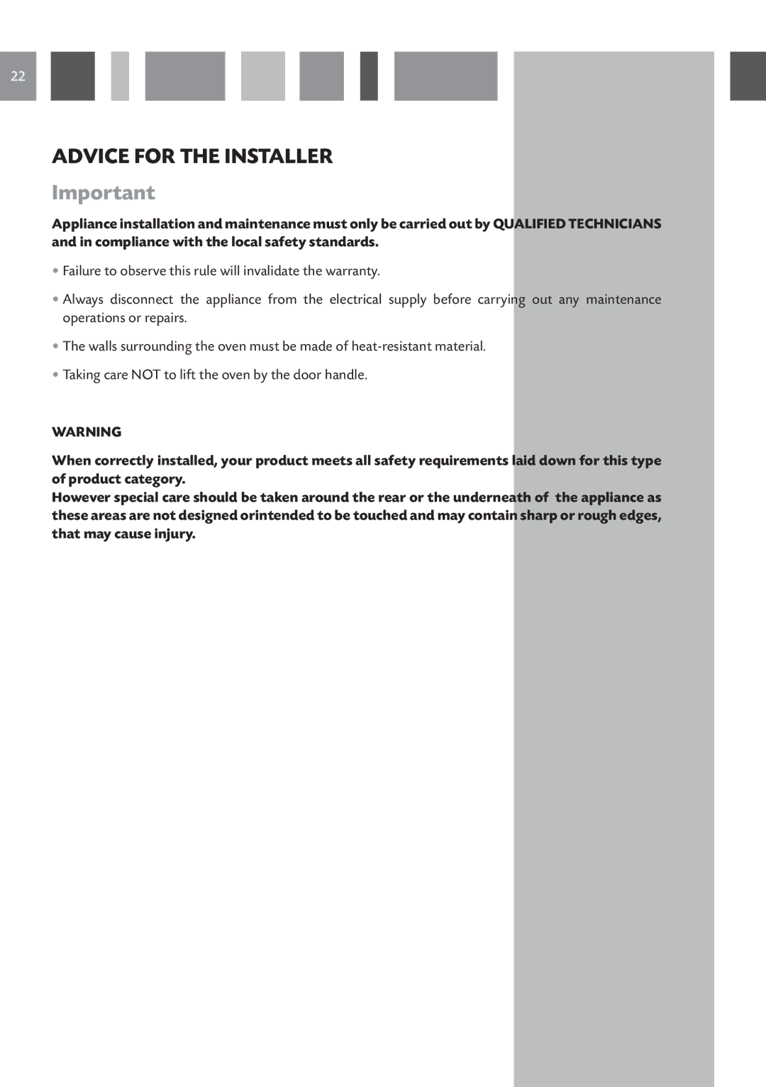 CDA SV 150R, SV 150L manual Advice for the Installer 