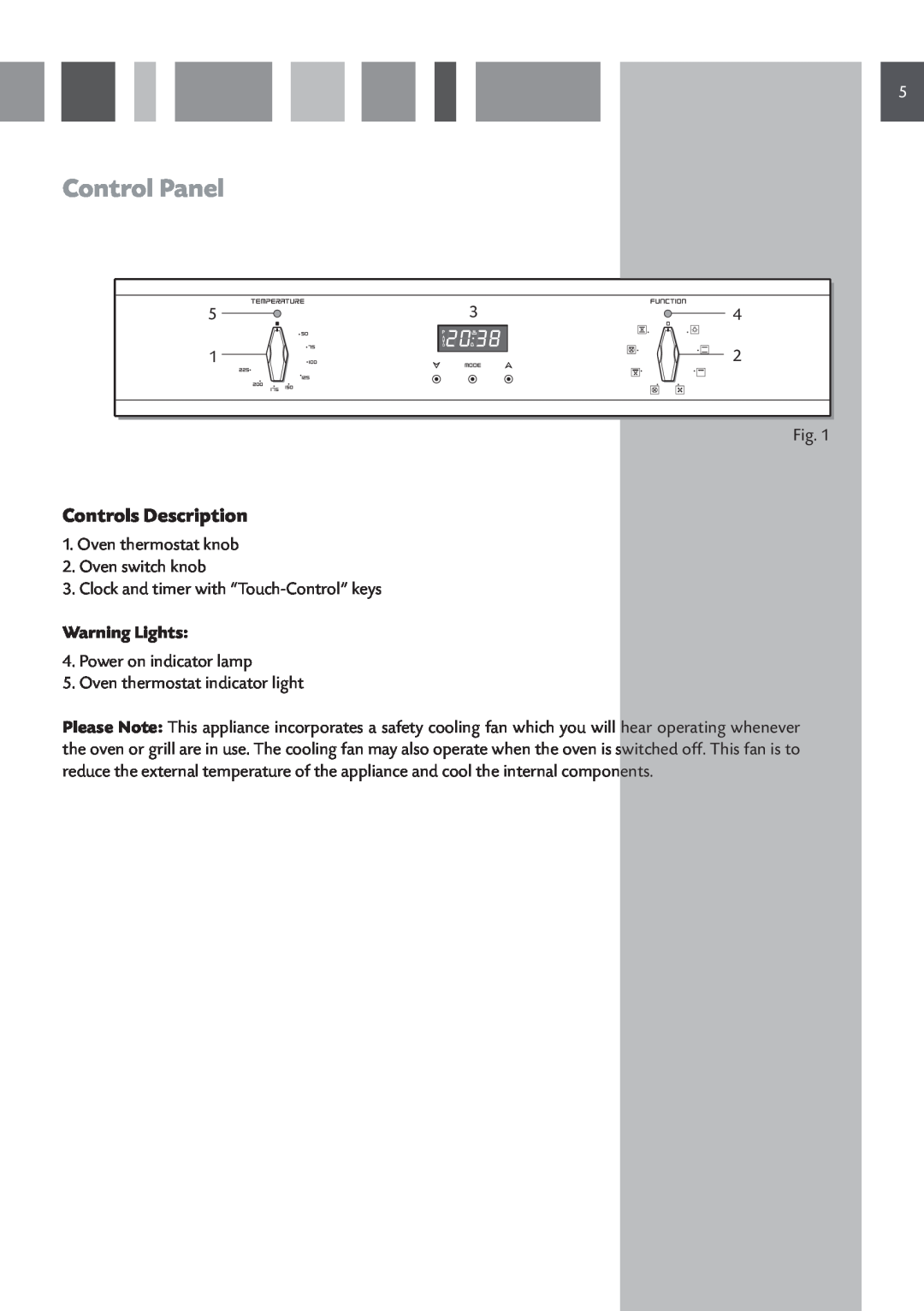 CDA SV 150L, SV 150R manual Control Panel, Controls Description, Warning Lights 