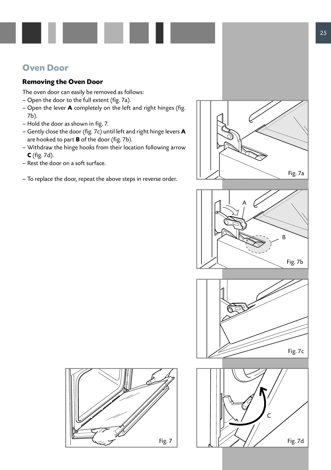 CDA SV 210 manual Removing the Oven Door 