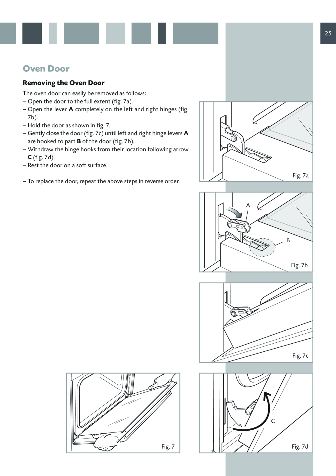CDA SV 210 manual Removing the Oven Door 