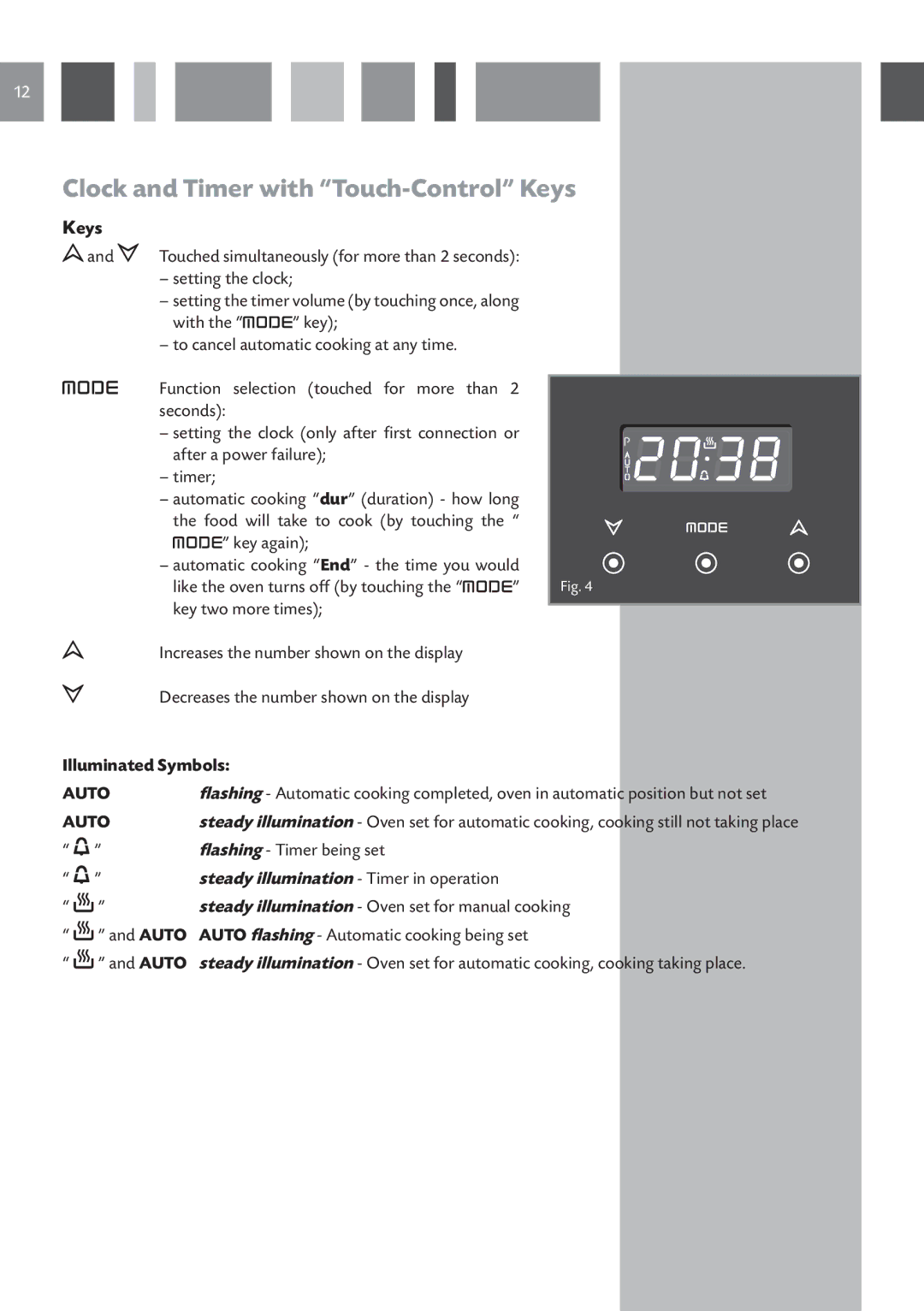 CDA SV 980 manual Clock and Timer with Touch-Control Keys 