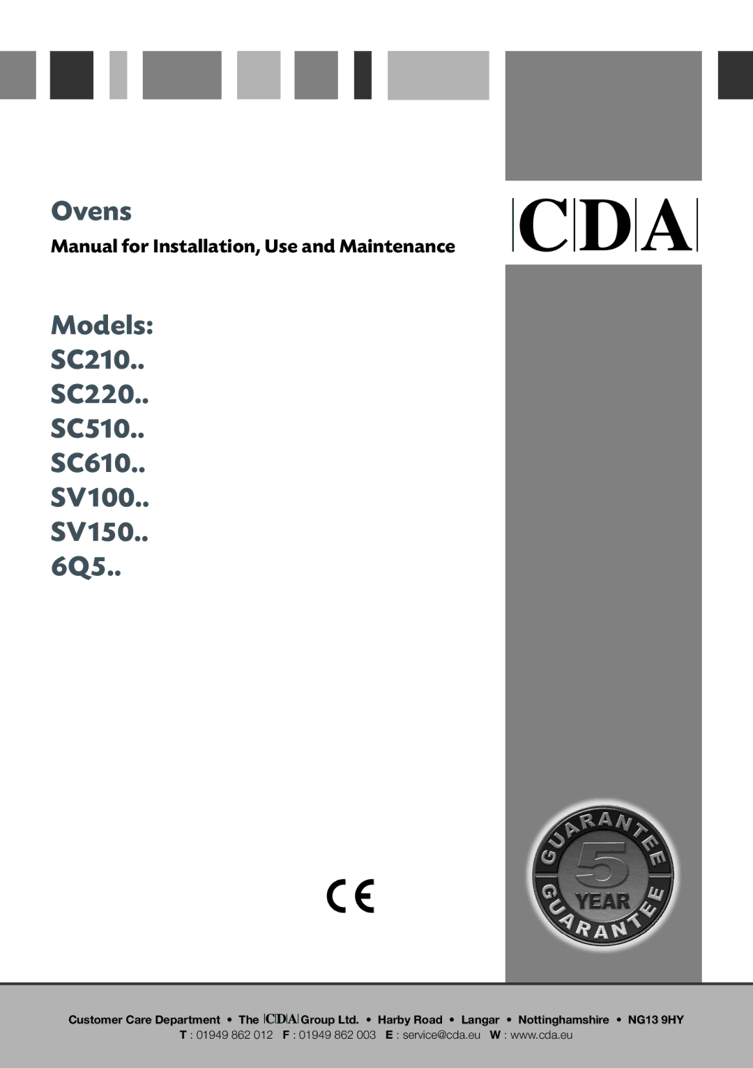 CDA SV100, SV150, SC610, SC220, SC210, 6Q5, SC510 manual Ovens 