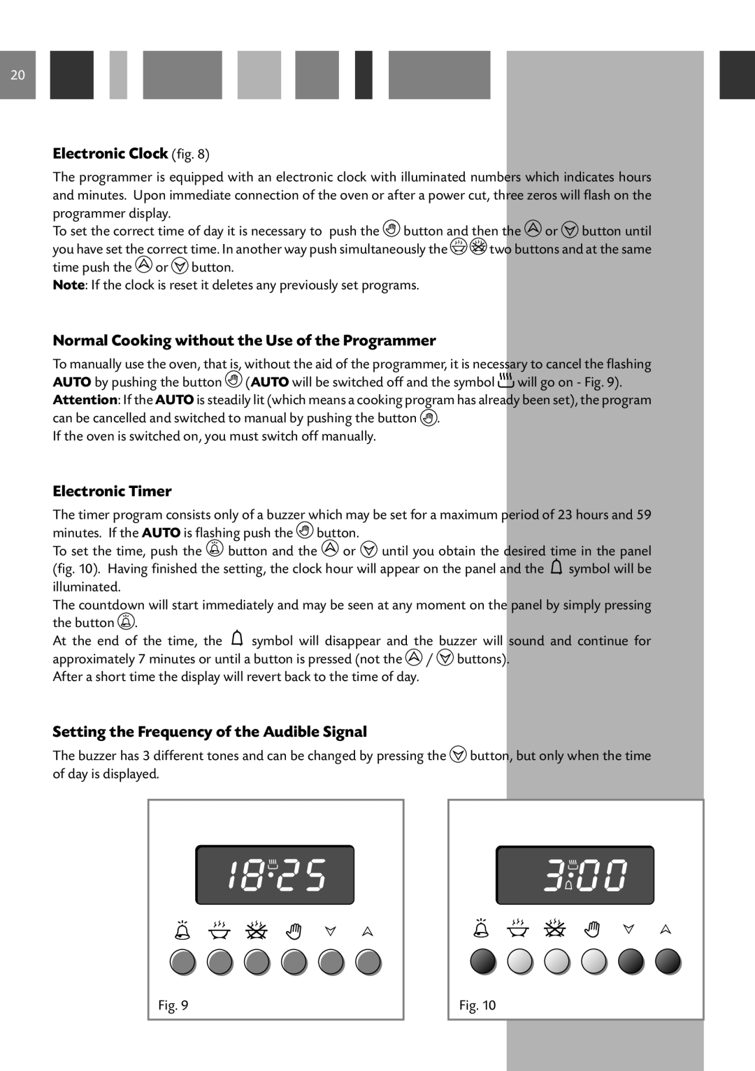 CDA SC510, SV150, SV100, SC610, 6Q5 Electronic Clock fig, Normal Cooking without the Use of the Programmer, Electronic Timer 