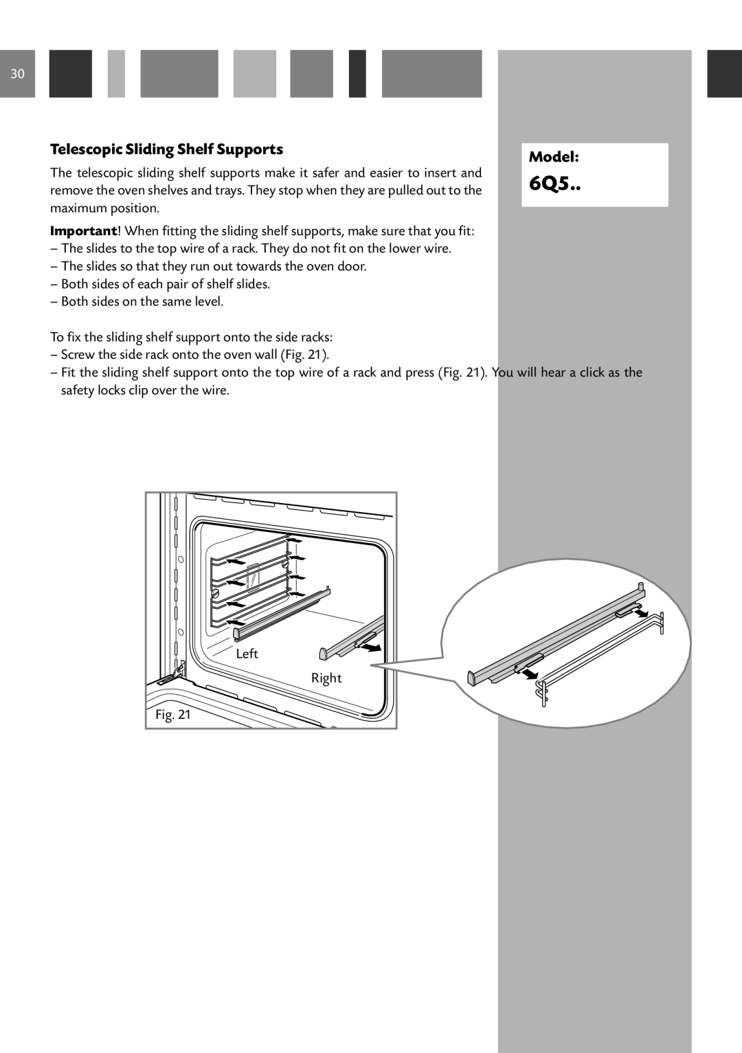 CDA SC610, SV150, SV100, SC220, SC210, 6Q5, SC510 manual Telescopic Sliding Shelf Supports 