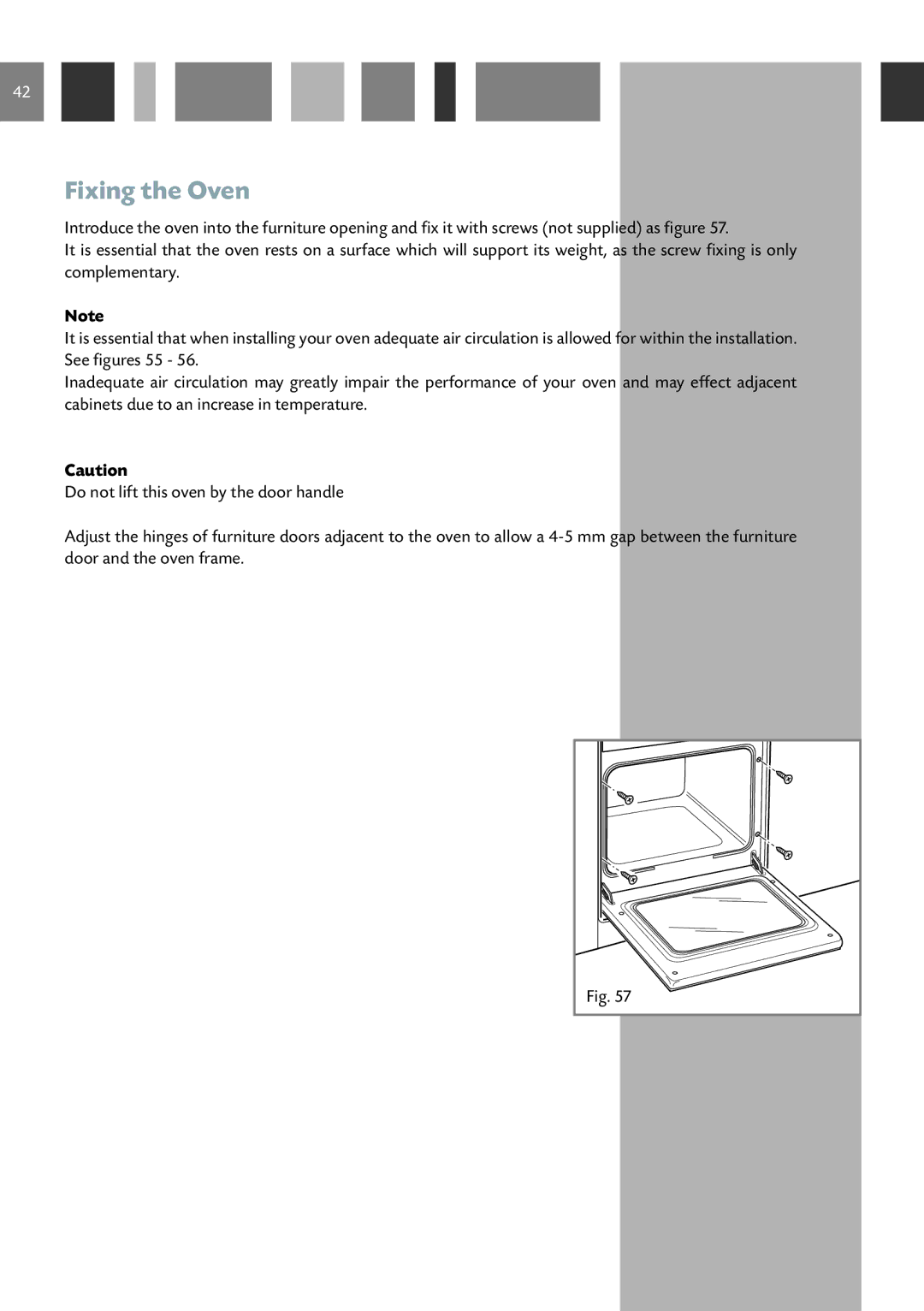 CDA SV150, SV100, SC610, SC220, SC210, 6Q5, SC510 manual Fixing the Oven 