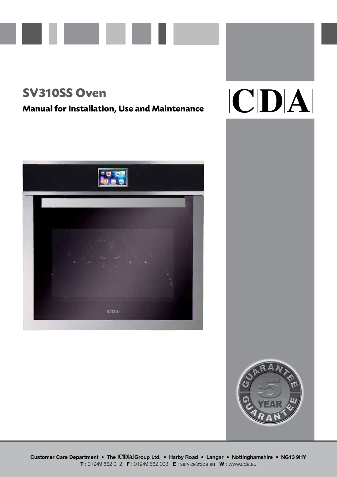 CDA manual SV310SS Oven 