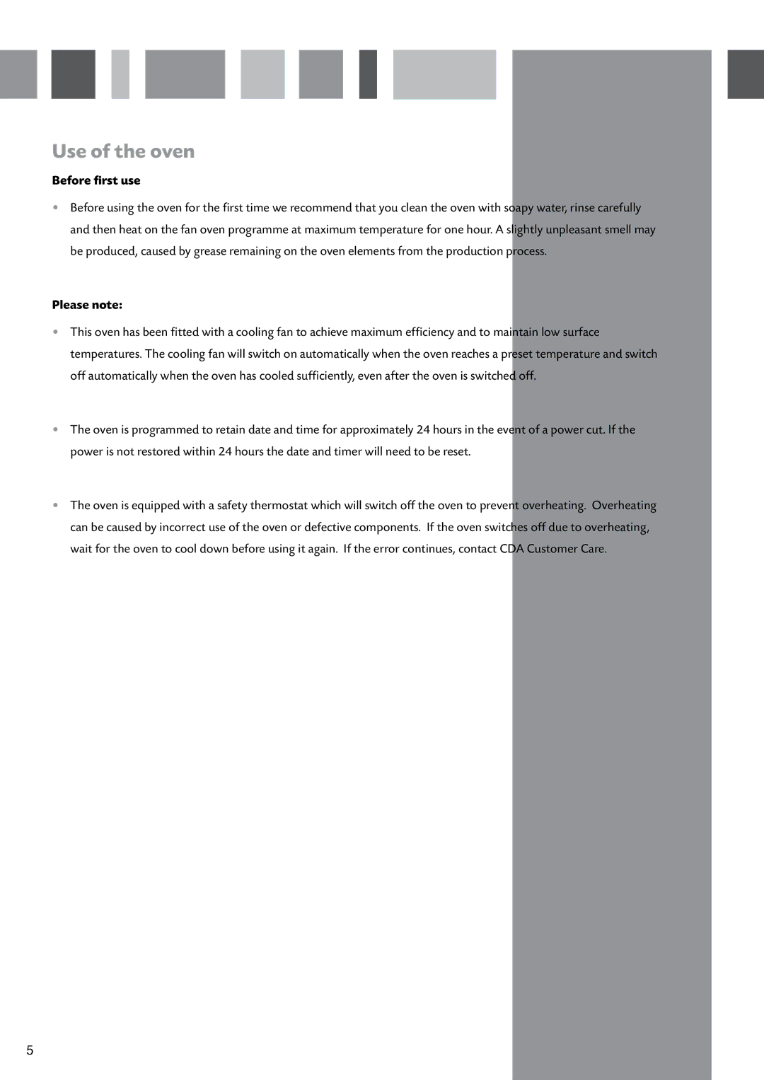 CDA SV310SS manual Use of the oven, Before first use, Please note 