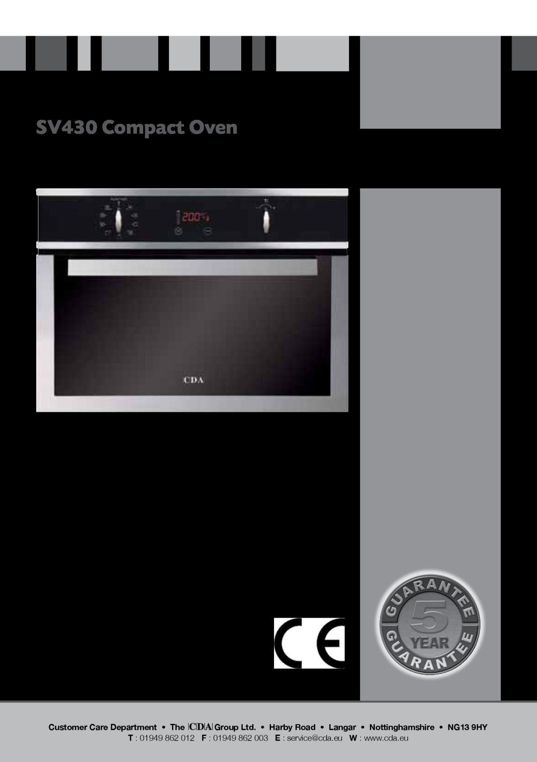 CDA manual SV430 Compact Oven, Manual for Installation, Use and Maintenance 