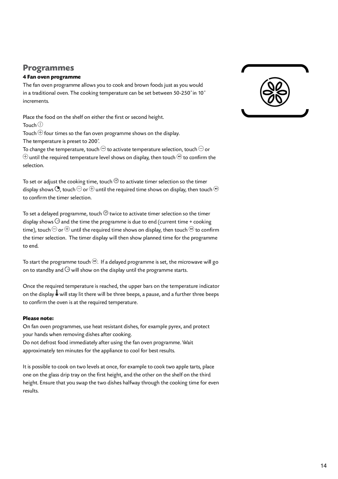 CDA SV451 manual Fan oven programme 