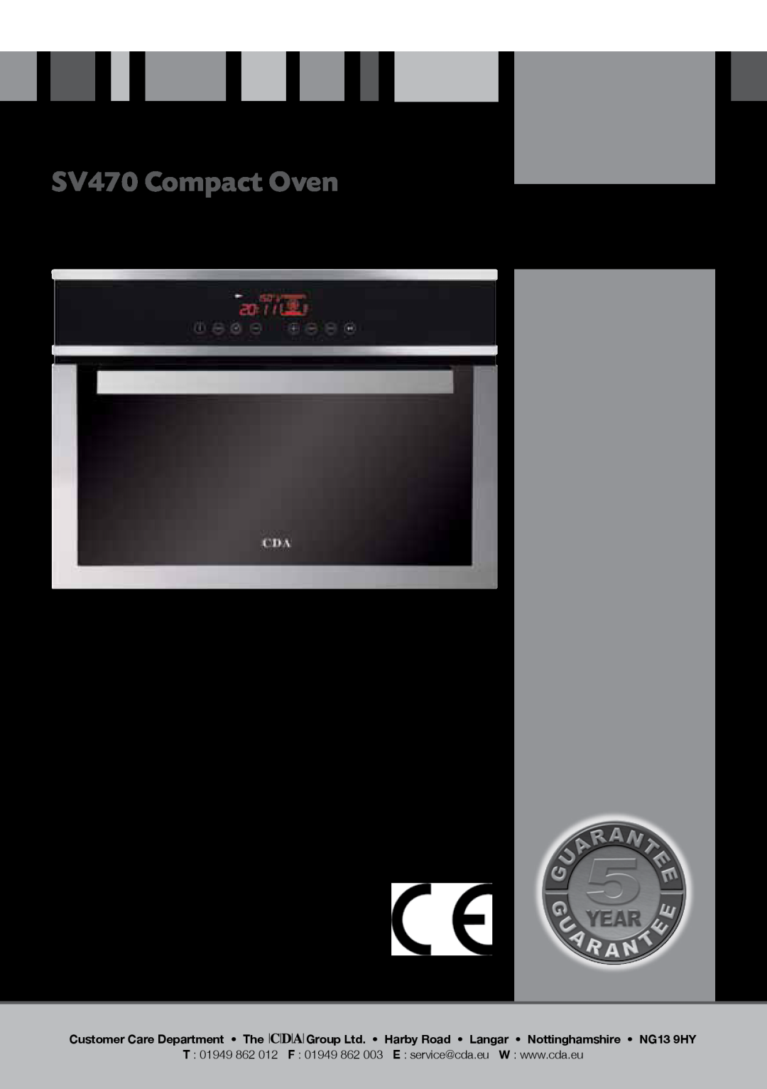 CDA manual SV470 Compact Oven, Manual for Installation, Use and Maintenance 