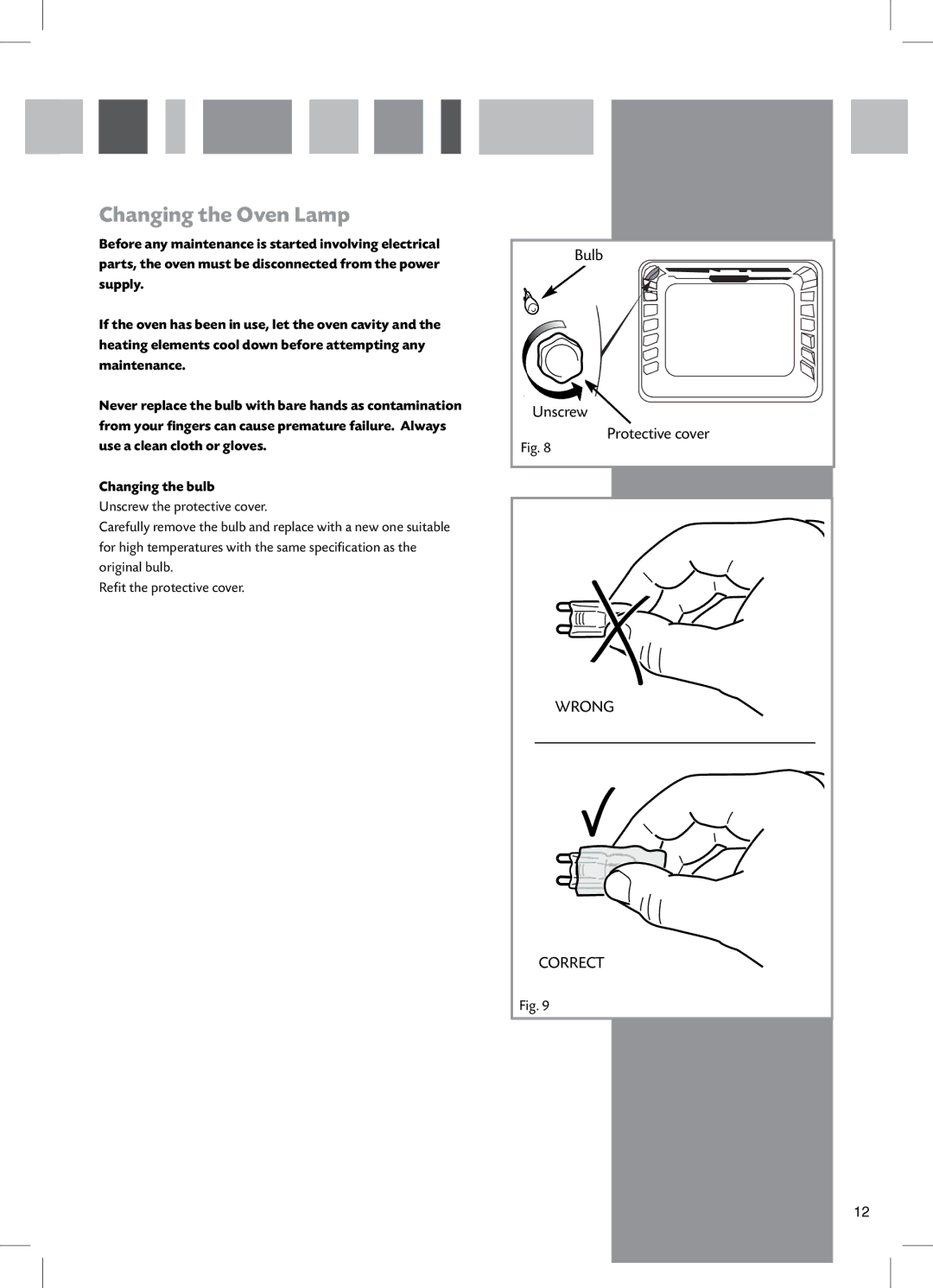 CDA SV500 manual Rong, Changing the Oven Lamp 