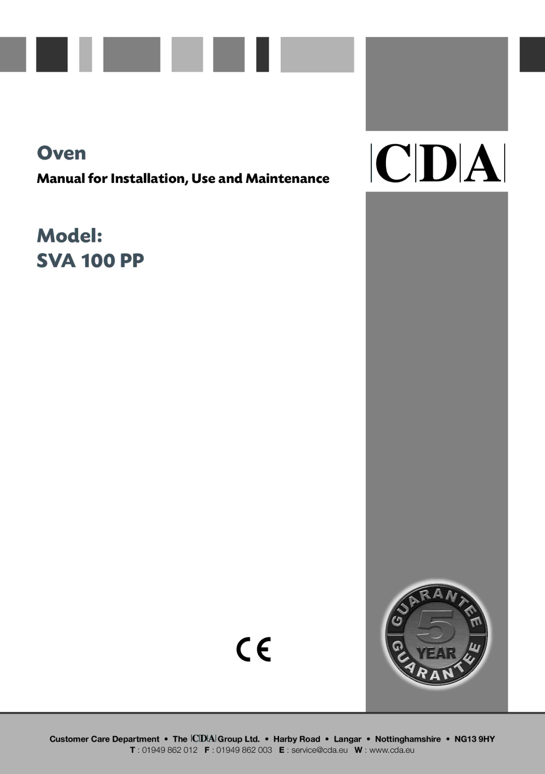 CDA SVA 100 PP manual Oven 