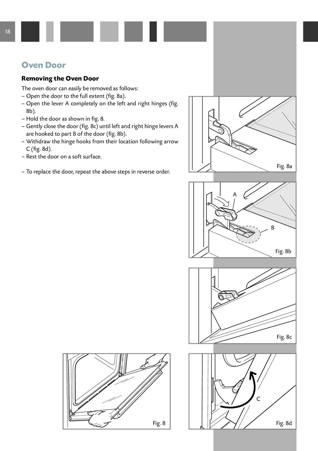 CDA SVA 100 PP manual Removing the Oven Door 