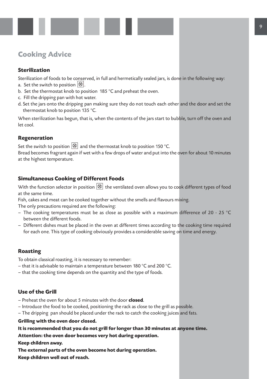 CDA SVA 100 PP manual Cooking Advice 