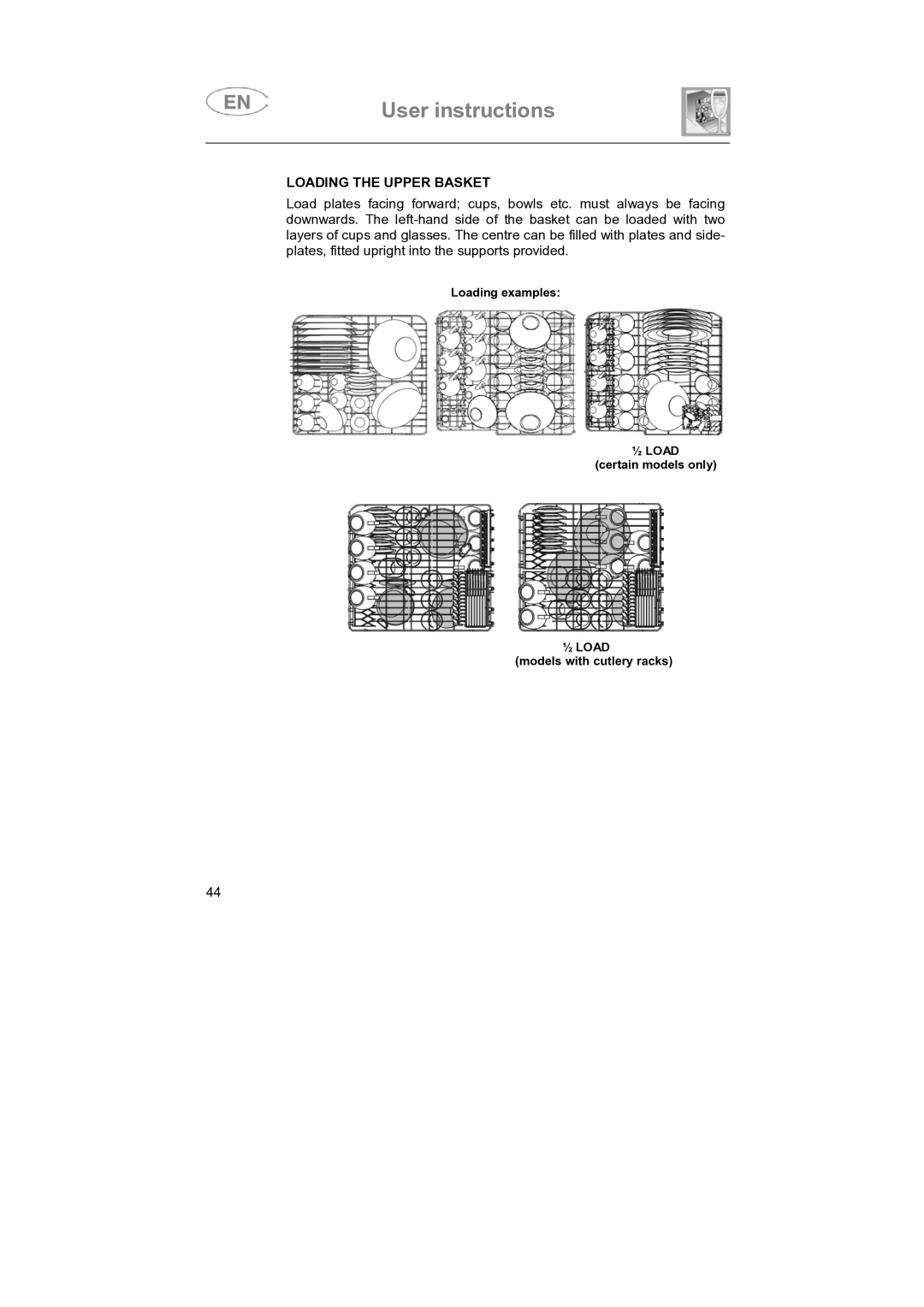 CDA VW80 manual Loading the Upper Basket 