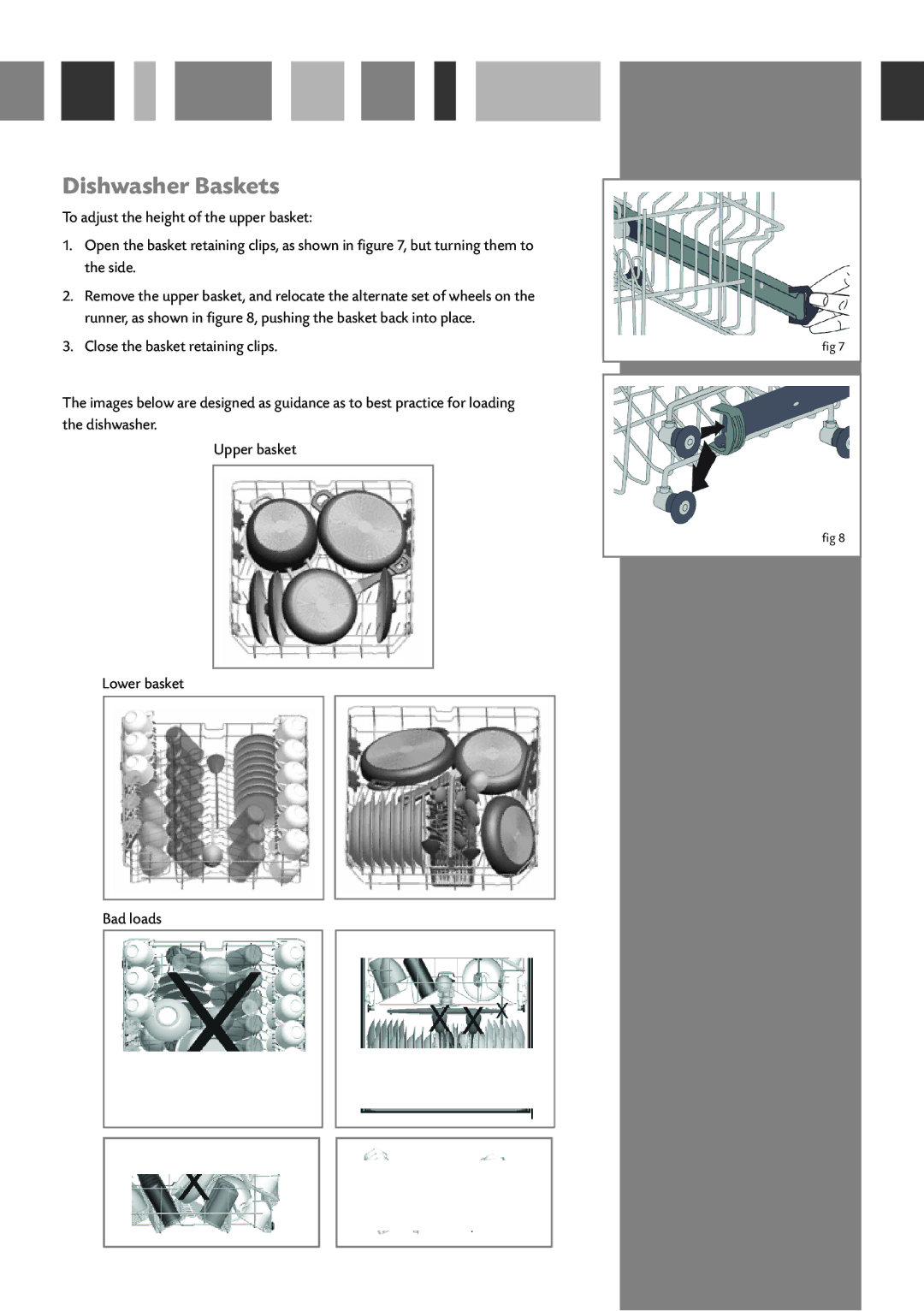 CDA WC140 manual Dishwasher Baskets 