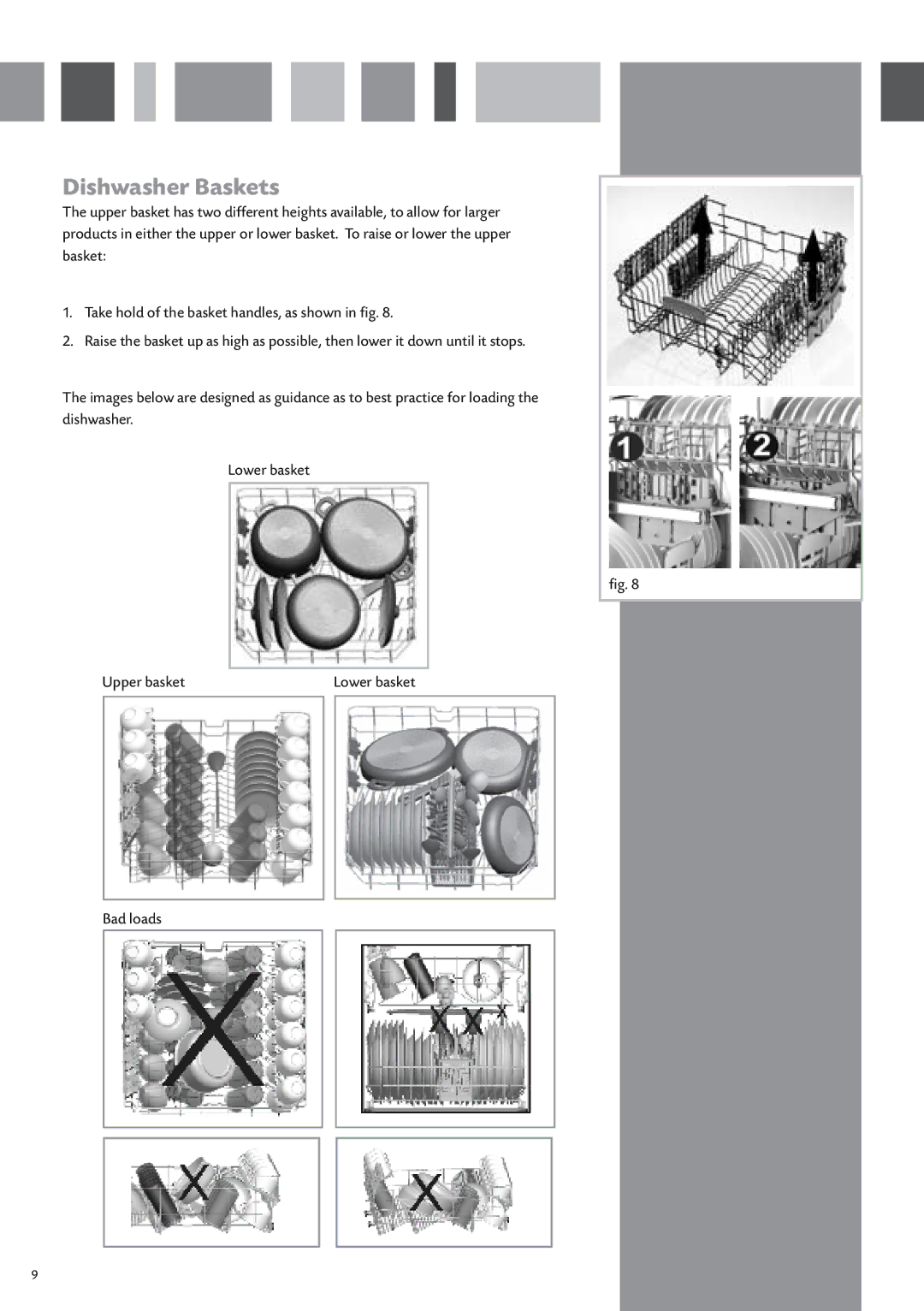 CDA WC370 manual Dishwasher Baskets 