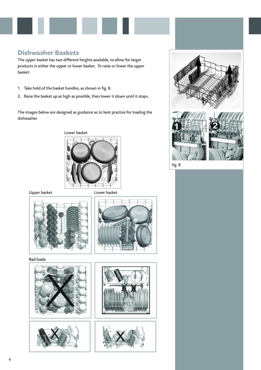 CDA WC370 manual Dishwasher Baskets 