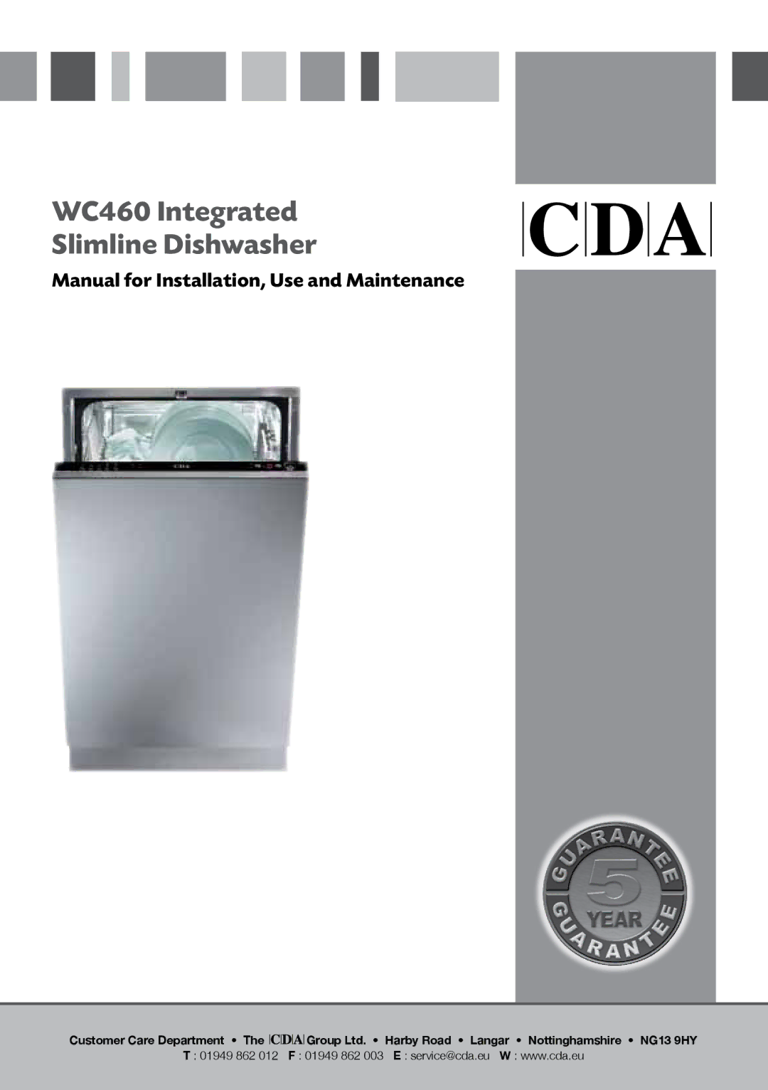 CDA manual WC460 Integrated Slimline Dishwasher 