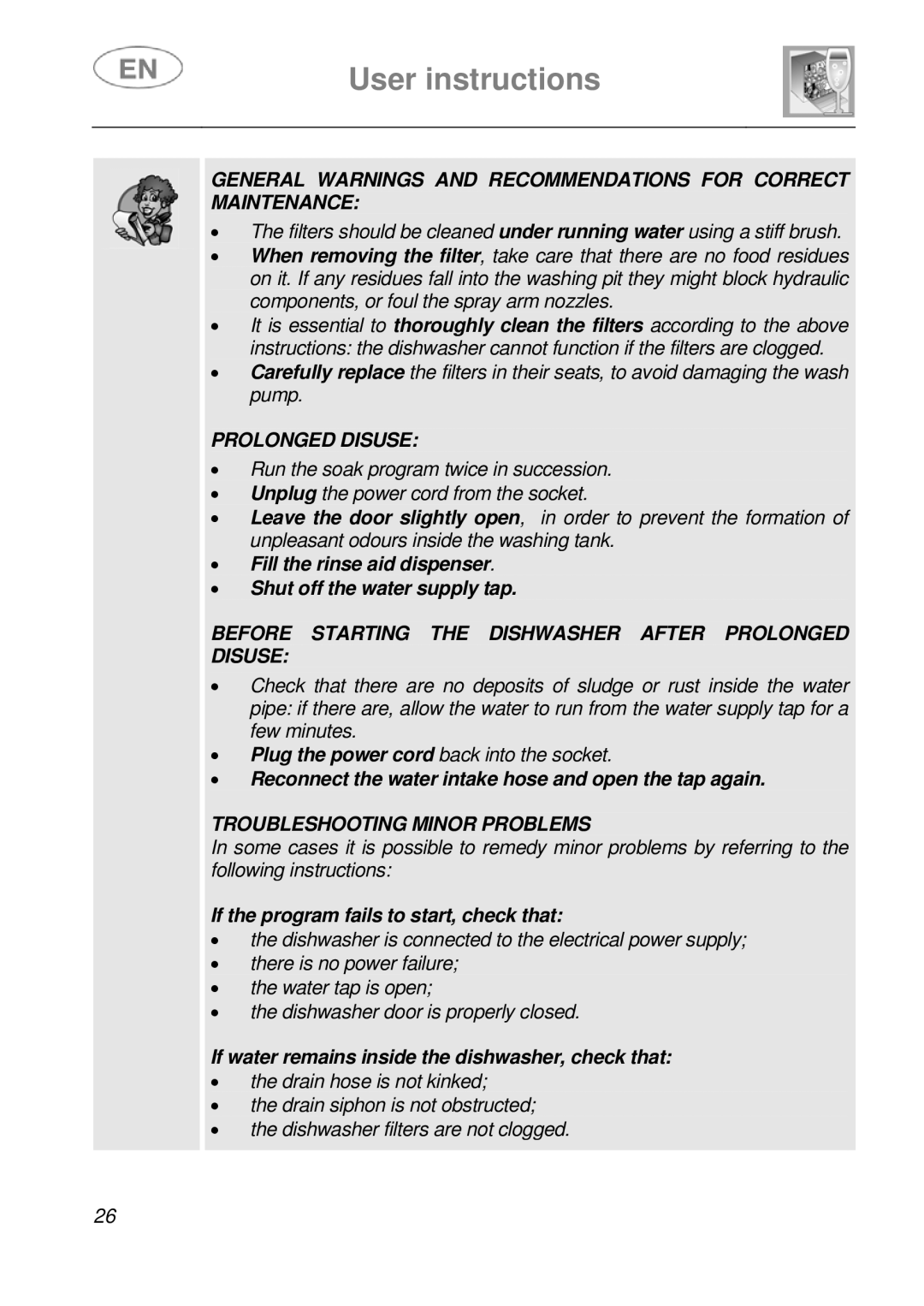 CDA WC460 manual General Warnings and Recommendations for Correct Maintenance 