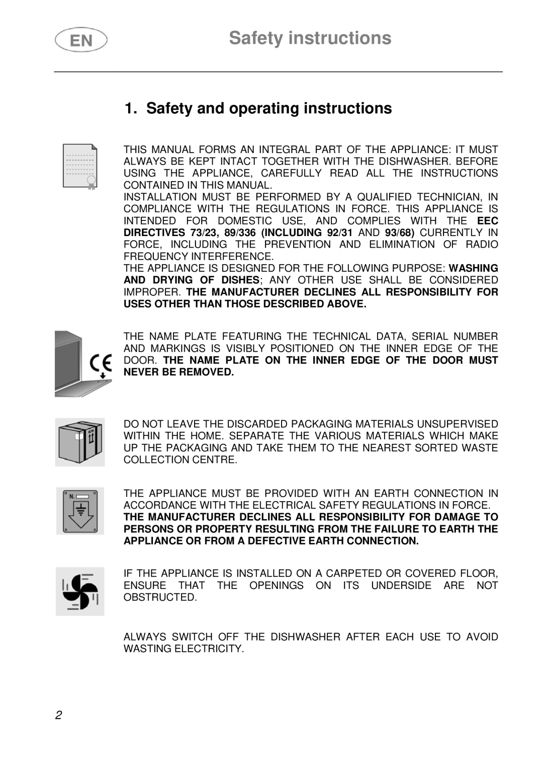 CDA WC460 manual Safety instructions, Safety and operating instructions 