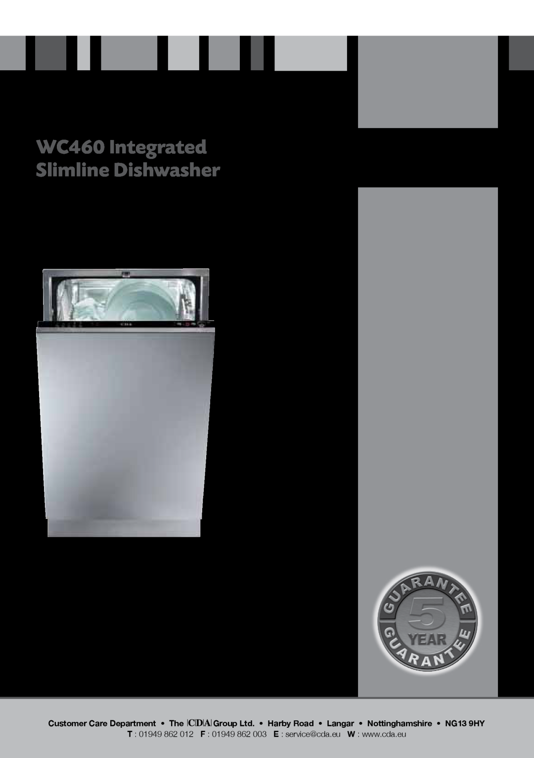 CDA manual WC460 Integrated Slimline Dishwasher, Manual for Installation, Use and Maintenance 