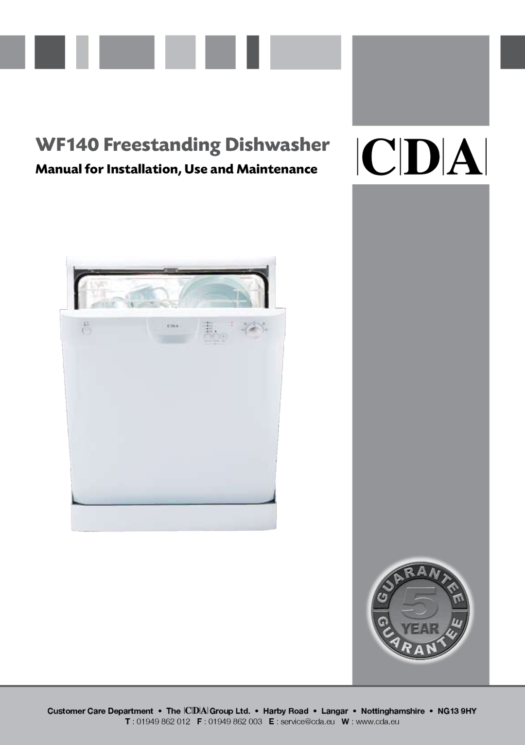 CDA manual WF140 Freestanding Dishwasher 