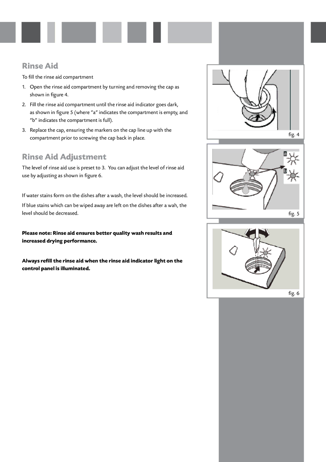 CDA WF140 manual Rinse Aid Adjustment 